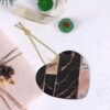 Christmas Ceramic Heart Pendant Decoration for Tree Hanging in Festive Season Black Rose Gold Marble Prints