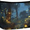 Fireflies Makeup Bag for Women Portable Travel Toiletry Pouch, PU Leather Cosmetic Bag with Zipper