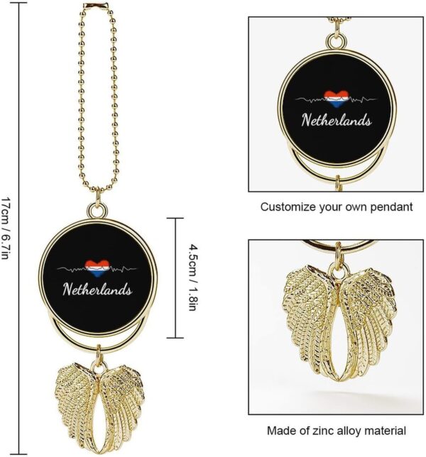 Netherlands Heart Heartbeat Car Hanging Ornament Pendant Rear View Mirror Accessories Interior Decor Golden-Style