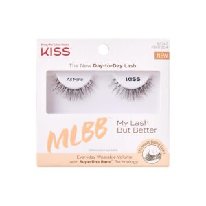 KISS My Lash But Better, False Eyelashes, 'All Mine', 10 mm, Includes 1 Pair Of Lashes, Contact Lens Friendly, Easy to Apply, Reusable Strip Lashes, Glue-On
