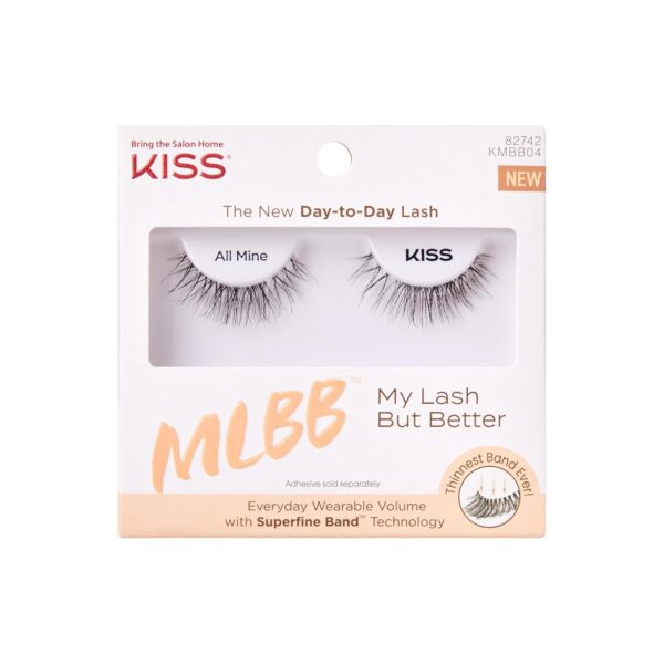 KISS My Lash But Better, False Eyelashes, 'All Mine', 10 mm, Includes 1 Pair Of Lashes, Contact Lens Friendly, Easy to Apply, Reusable Strip Lashes, Glue-On