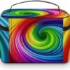 Rainbow Spiral Makeup Bag, Cosmetic Organizer Case Large Portable Capacity Make Up Bags Women Travel Toiletry Bags with Handle And Divider