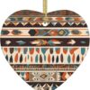 Christmas Ceramic Heart Pendant Decoration for Tree Hanging in Festive Season Native American Beliefs Prints