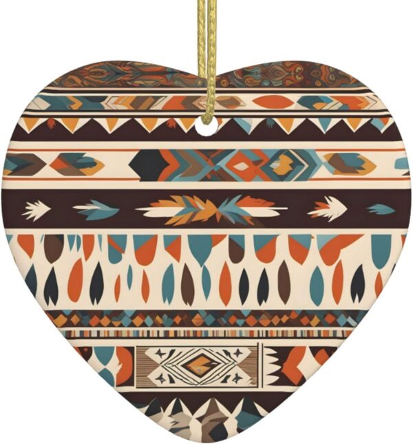 Christmas Ceramic Heart Pendant Decoration for Tree Hanging in Festive Season Native American Beliefs Prints