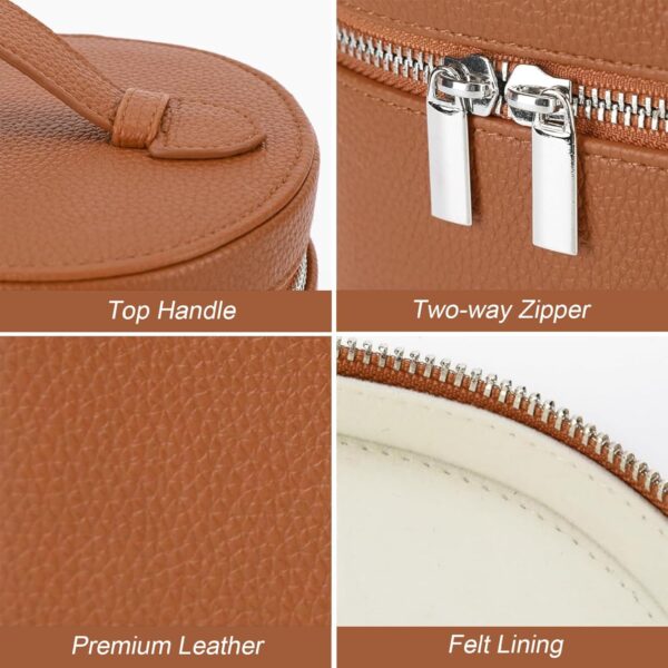 Makeup Bag, 20x15x14cm PU Leather Make up Bag with Removable Divider, Travel Cosmetic Bags, Portable Makeup Case for Women