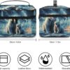 Two Polar Bears Makeup Bag, Cosmetic Organizer Case Large Portable Capacity Make Up Bags Women Travel Toiletry Bags with Handle And Divider