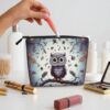 Linen Makeup Bag For Women, Waterproof Travel Cosmetic Organizer Lightweight Zipper Travel Toiletry Bag Organizer Owl Tree Branches Makeup Brushes Storage Bag