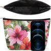 Toiletry Bag for Women Hawaiian Flower Print Cosmetic Bag Portable Capacity Travel Makeup Bags with Zipper Lightweight Cute Beauty Makeup Organizer for Traveling, Accessories, Essentials