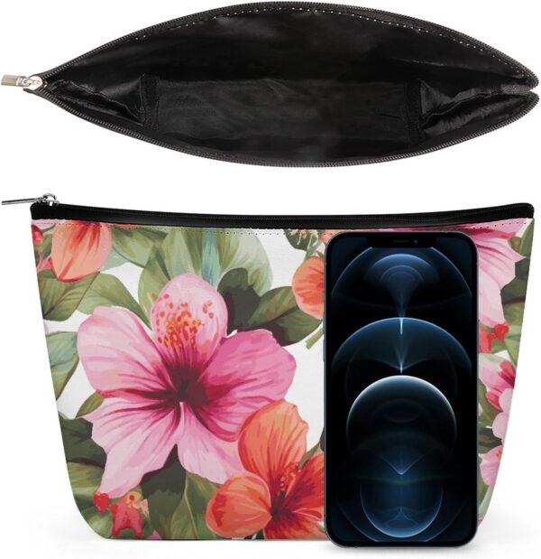 Toiletry Bag for Women Hawaiian Flower Print Cosmetic Bag Portable Capacity Travel Makeup Bags with Zipper Lightweight Cute Beauty Makeup Organizer for Traveling, Accessories, Essentials