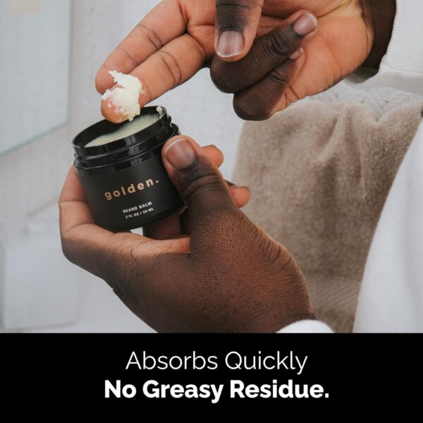 Golden Grooming Beard Balm | Unique Masculine Scent | Shea Butter for Beard Growth | Tames, Moisturizes & Styles – Fresh Scent, 2oz