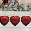 Christmas Ceramic Heart Pendant Decoration for Tree Hanging in Festive Season Valentine's Day red Heart Flower Prints