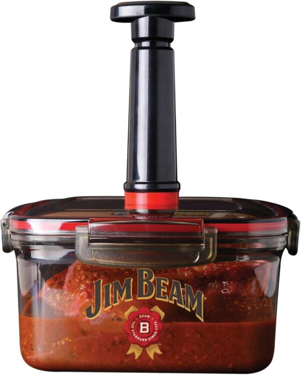 Jim Beam Vacuum Seal Marinade Box, Air Sealed Pump, Removes air from the Marinade Box, Speedy Marination Process, Barbecue and Grilling Marinator, Perfect Marination of Beef, Chicken and Fish