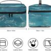The Blue Sea Makeup Bag, Cosmetic Organizer Case Large Portable Capacity Make Up Bags Women Travel Toiletry Bags with Handle And Divider