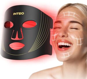 Red Light Therapy for Face, 3 Modes Portable Led Face Mask Light Therapy with Remote, Near-infrared 850 Red Light Mask with Timing Function, Led Light Therapy At Home 180 LED Beads