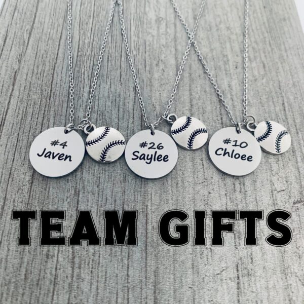 Personalized Engraved Softball Necklace with Name & Number, Custom Softball Gift, Softball Pendent Jewelry, Softball Players & Team Gifts
