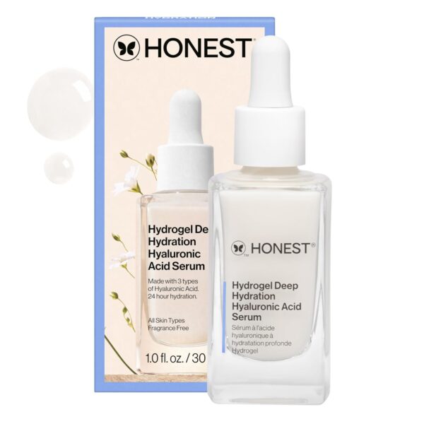 Honest Beauty Hydrogel Deep Hydration Hyaluronic Acid Serum | Moisturizes + Plumps | Hypoallergenic, Fragrance Free, Vegan, Gentle for Sensitive Skin | 1 fl oz