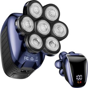 Head Shaver 7D, Wyklaus Upgrade Head Shavers for Bald Men, Head Electric Razor with Nose Hair Trimmer, IPX6 Waterproof Wet/Dry Mens Grooming Kit, Anti-Pinch, LED Display, USB Rechargeable