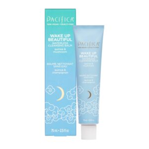 Pacifica Wake Up Beautiful Cleansing Balm & Makeup Remover - 2-in-1 Waterless Face Cleanser for Dry & Sensitive Skin, Hydrating No-Rinse Balm Dissolves Stubborn Makeup, 2.5oz
