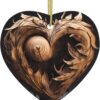 Christmas Ceramic Heart Pendant Decoration for Tree Hanging in Festive Season Wood Heart Prints