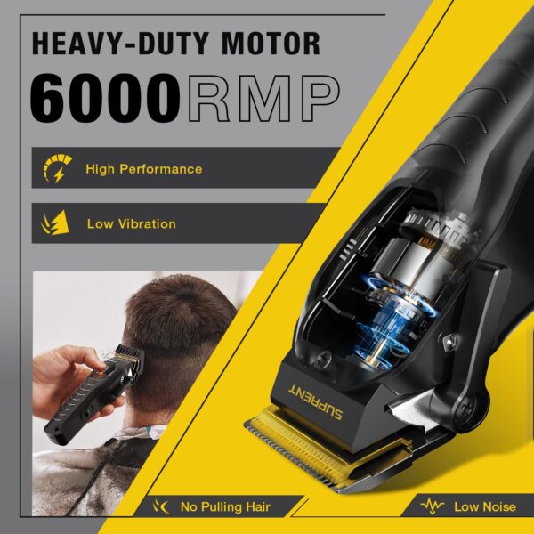 SUPRENT Mens Hair Clipper-Rechargeable Hair Cutting Kits with LED Display, Cordless Hair Clipper for Home Use & Barbers (Black)