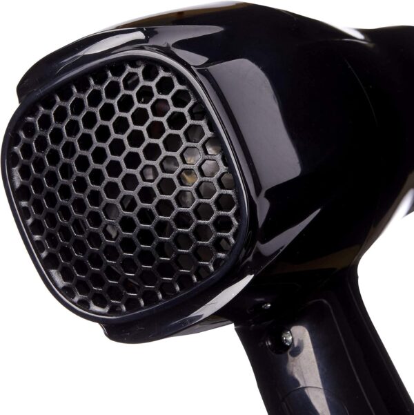 1875 Ceramic Hair Dryer, Powerful Fast Drying, Multi-Setting with Comb Attachment, Additional Detangler Included, Slide Bar Switch, Compact for Home & Travel (Black)