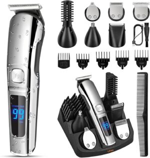 Ufree Beard Trimmer for Men, Waterproof Electric Razor for Nose, Body, Face & Mustache, Cordless Hair Clippers Shavers Grooming Kit, Gifts for Men Husband Father
