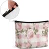 Toiletry Bag for Women Peach Retro Pattern Cosmetic Bag Portable Capacity Travel Makeup Bags with Zipper Lightweight Cute Beauty Makeup Organizer for Traveling, Accessories, Essentials