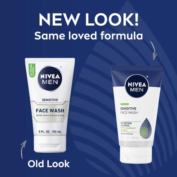 NIVEA MEN Sensitive Face Wash with Vitamin E and Chamomile Extract, No Drying Alcohol, Gentle Face Wash for Men with Sensitive Skin, 5 Fl Oz Tube