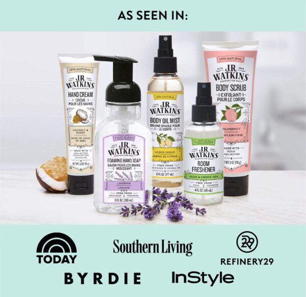 J.R. Watkins Natural Hydrating Body Oil Mist, Lemon Cream, Moisturizing Body Oil Spray for Glowing Skin, USA Made and Cruelty Free, 6 fl oz, Single