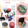Orange And Turquoise Makeup Bag, Cosmetic Organizer Case Large Portable Capacity Make Up Bags Women Travel Toiletry Bags with Handle And Divider