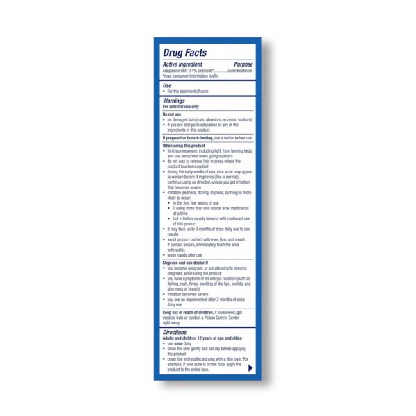 PanOxyl Adapalene 0.1% Leave-On Gel, 30 Day Supply, Retinoid Gel Acne Treatment, Acne Prone Skin, Oil Free, Fragrance Free, 0.5 oz