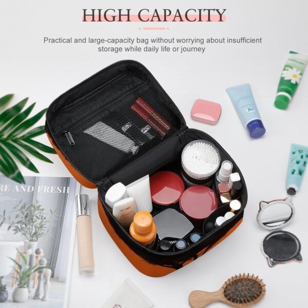 Sunset African Savanna Makeup Bag, Cosmetic Organizer Case Large Portable Capacity Make Up Bags Women Travel Toiletry Bags with Handle And Divider