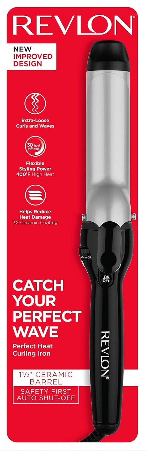 Revlon Perfect Heat Triple Ceramic Curling Iron | For Silky Smooth Loose Curls (1-1/2 in)
