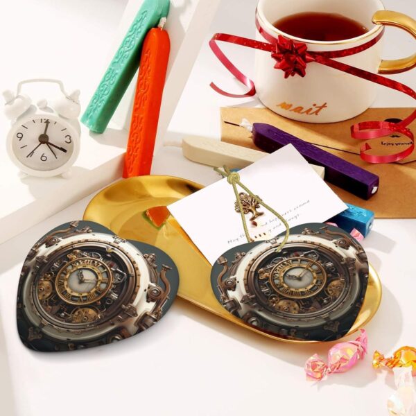 Christmas Ceramic Heart Pendant Decoration for Tree Hanging in Festive Season Steampunk Clock Prints