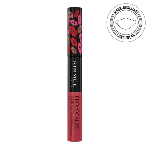 Rimmel London Provocalips 16hr Kiss-Proof Lip Color - Two-Step Liquid Lipstick to Lock in Color and Shine - 750 Heart Breaker, .14 fl.oz.