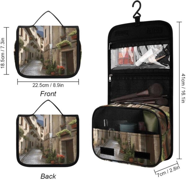 Hanging Toiletry Bag for Women Men Portable Waterproof Makeup Bag Organizer Italian Town Street Travel Toiletry Bag