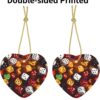 Christmas Ceramic Heart Pendant Decoration for Tree Hanging in Festive Season Games dice Set Prints