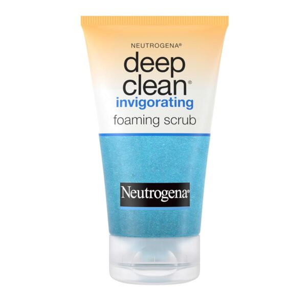 Neutrogena Deep Clean Invigorating Foaming Daily Exfoliating Facial Scrub with Glycerin, Gentle, Cooling & Exfoliating Gel Face Wash to Remove Impurities, Dirt, Oil & Makeup, 4.2 fl. oz