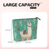 Linen Makeup Bag For Women, Waterproof Travel Cosmetic Organizer Lightweight Zipper Travel Toiletry Bag Organizer Alpaca Cactus Makeup Brushes Storage Bag