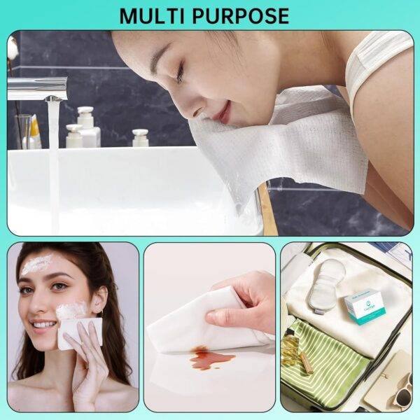 ONLYCARE Disposable Face Towel, Biodegradable Face Towels, 10" x 12" Super Thick Soft Facial Towels, 50 Count Face Towelettes Disposable for Sensitive Skin, Makeup Remover Dry Wipes, 1 Pack