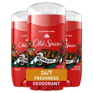 Old Spice Aluminum Free Deodorant for Men, 24/7 Odor Protection, 24/7 Freshness & Lasting Scent, Goes on Clear, Bearglove with Crisp Orchard Scent, 3.0 oz (Pack of 3)