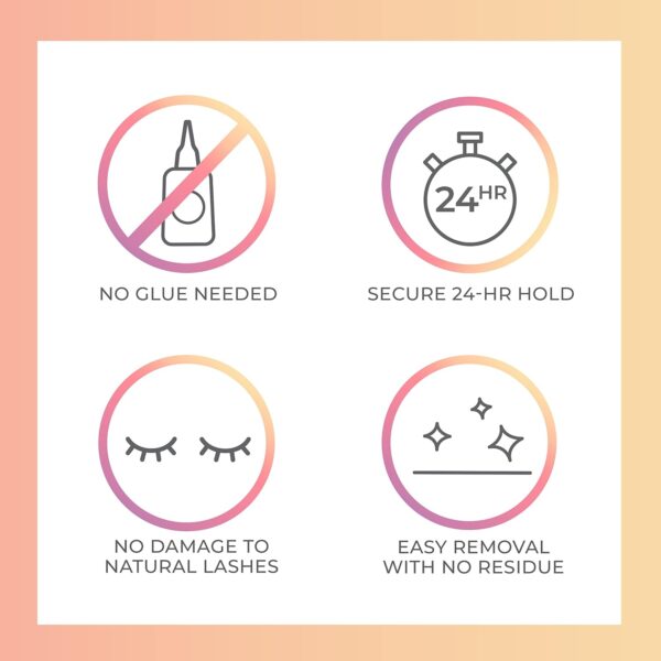 KISS imPRESS Falsies Self Adhesive Eyelashes, Press On Lashes, 12mm-14mm Natural Volume Lashes, Black, No Glue Needed, Invisible Band, 36 Lash Clusters & Non-Stick Applicator - Natural