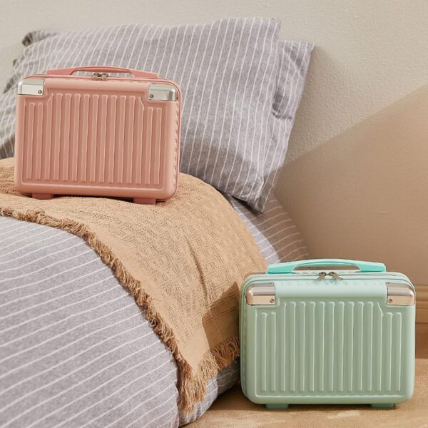14inch Multifunctional Lady's Cosmetic for Case Travel Hand Luggage Portable Carrying Makeup Bag Suitcase, Green