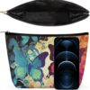 Toiletry Bag for Women Colorful Butterfly Pattern Cosmetic Bag Portable Capacity Travel Makeup Bags with Zipper Lightweight Cute Beauty Makeup Organizer for Traveling, Accessories, Essentials