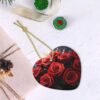 Christmas Ceramic Heart Pendant Decoration for Tree Hanging in Festive Season Red Roses Prints