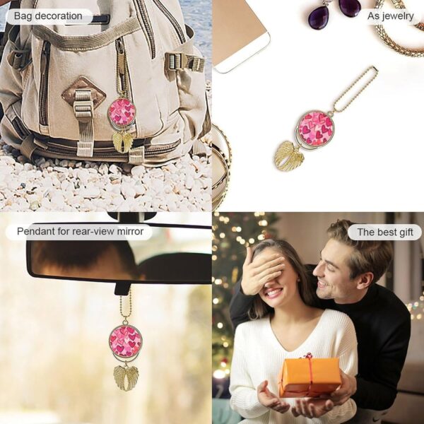 Valentine's Day Hearts Graffiti Car Hanging Ornament Pendant Rear View Mirror Accessories Interior Decor Golden-Style