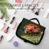 Hanging Toiletry Bag for Women Men Portable Waterproof Makeup Bag Organizer Red Ladybug Dasisy Travel Toiletry Bag