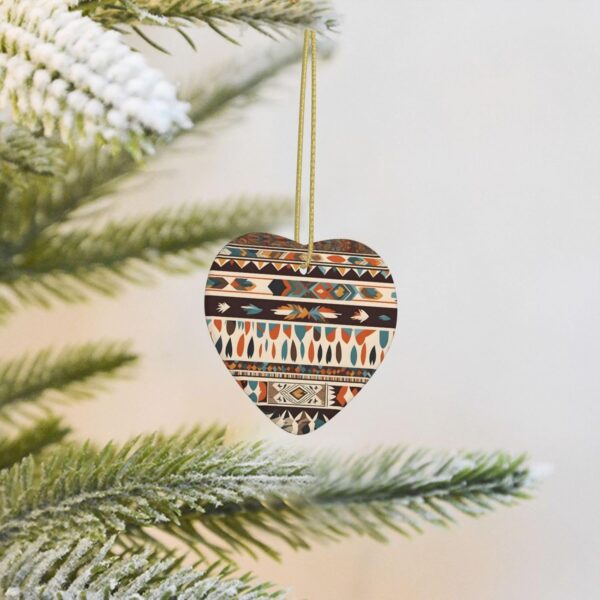 Christmas Ceramic Heart Pendant Decoration for Tree Hanging in Festive Season Native American Beliefs Prints