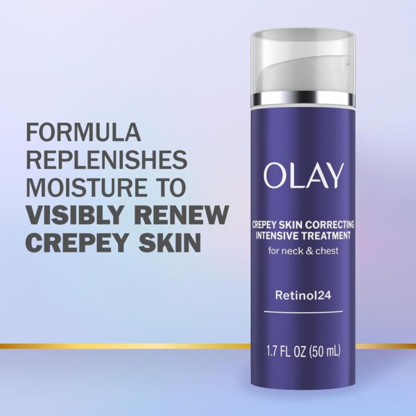 Olay Treatment Cream Intensive Crepey Skin Correcting for Neck & Chest with Retinol24, Vitamin B3 Complex, Deeply Hydrates, Renews & Smoothes Skin, 1.7 fl oz