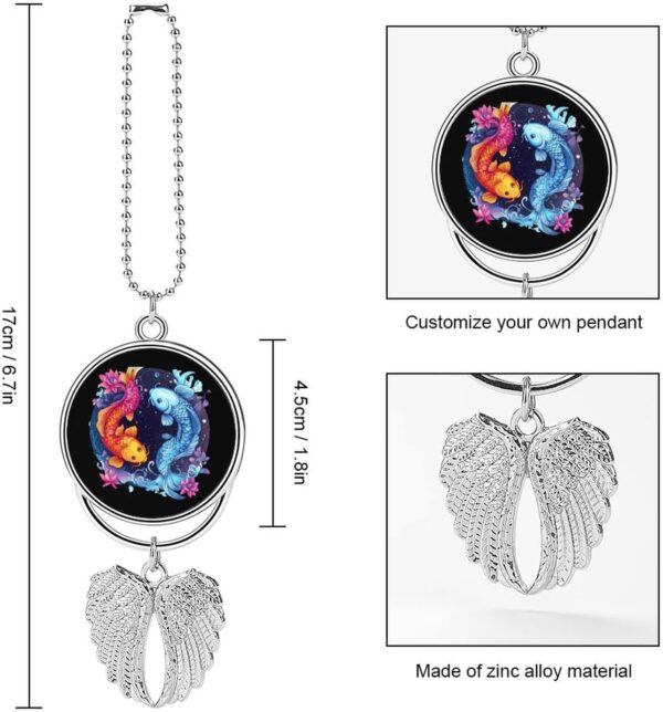 Pisces Zodiac Constellation Car Hanging Ornaments Cute Rearview Mirror Swing Pendant Decorations Silver-Style